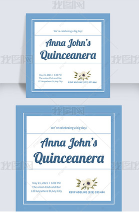 blue and simplicity quinceanera instagram post