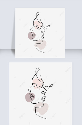 重合侧脸情人节线条画