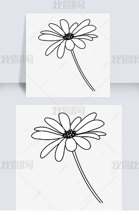 ڰջflower clipart black and white