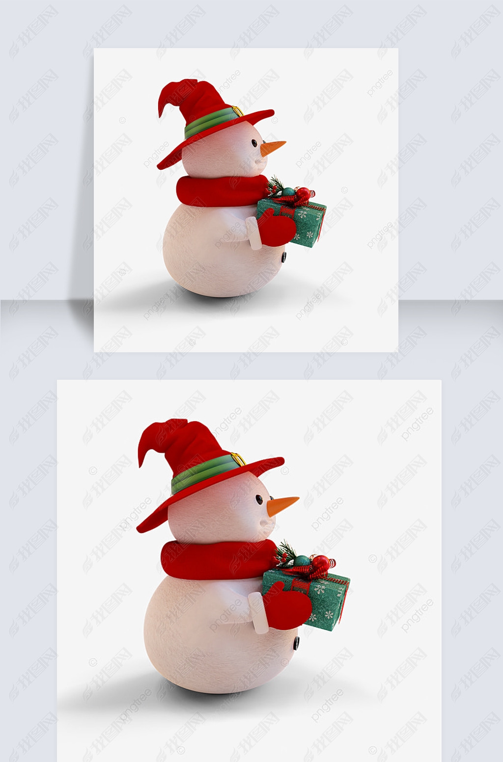 送礼物的雪人3d元素