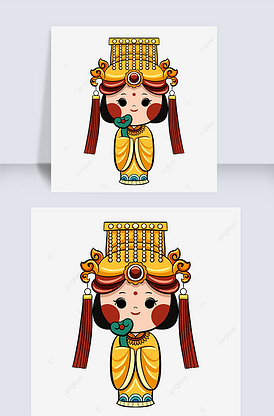 彩色可爱风格妈祖元素