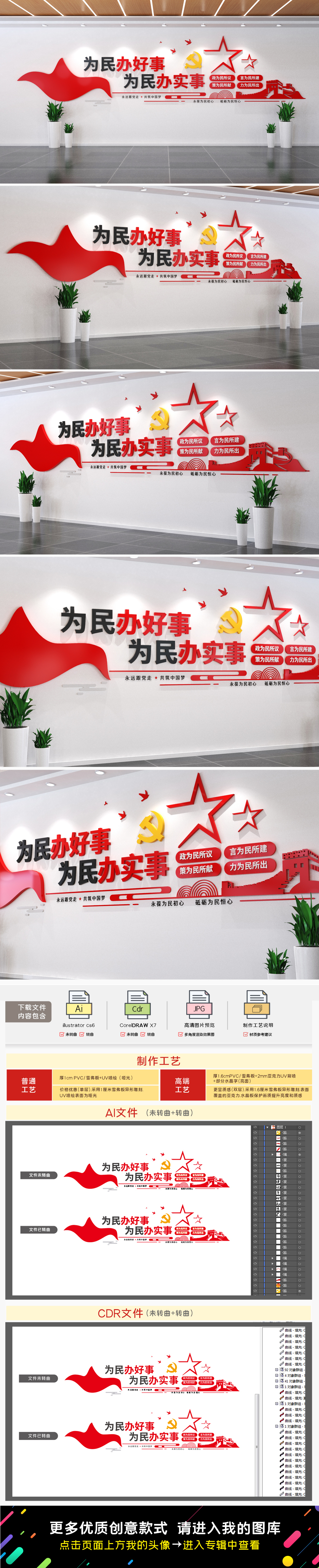 为民办好事社区文化墙为民服务党建文化墙