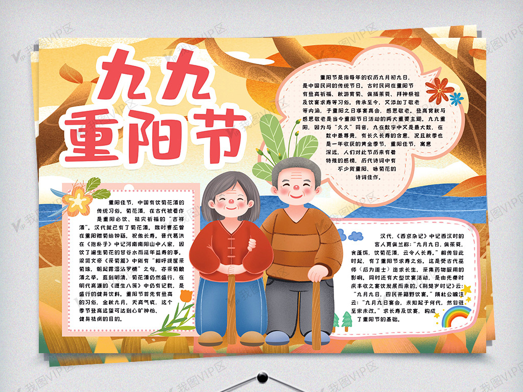 重阳节节日小报手抄报word模版