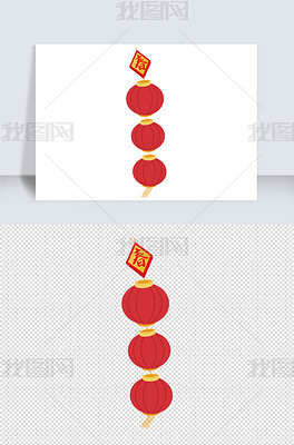 原创2022年红色新年矢量灯笼庆祝装饰