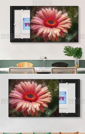 Abstract Floral Art Gerbera Daisy Flower Bush on Canvas