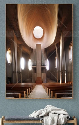挪威Fjordanlaug木质教堂内部设计Ricardo Bofill风格高峰线与壮丽纪念碑