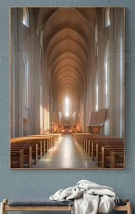Ricardo Bofill风格教堂内部挪威Fjordanlaug木制教堂