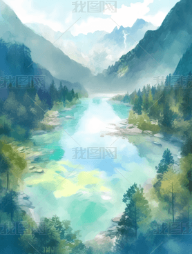 Jiuzhaigou National Park Aerial View Illustration廭ͼ