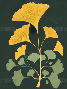 Ginkgo biloba leaf flower vector art decor poster for your home廭ͼ