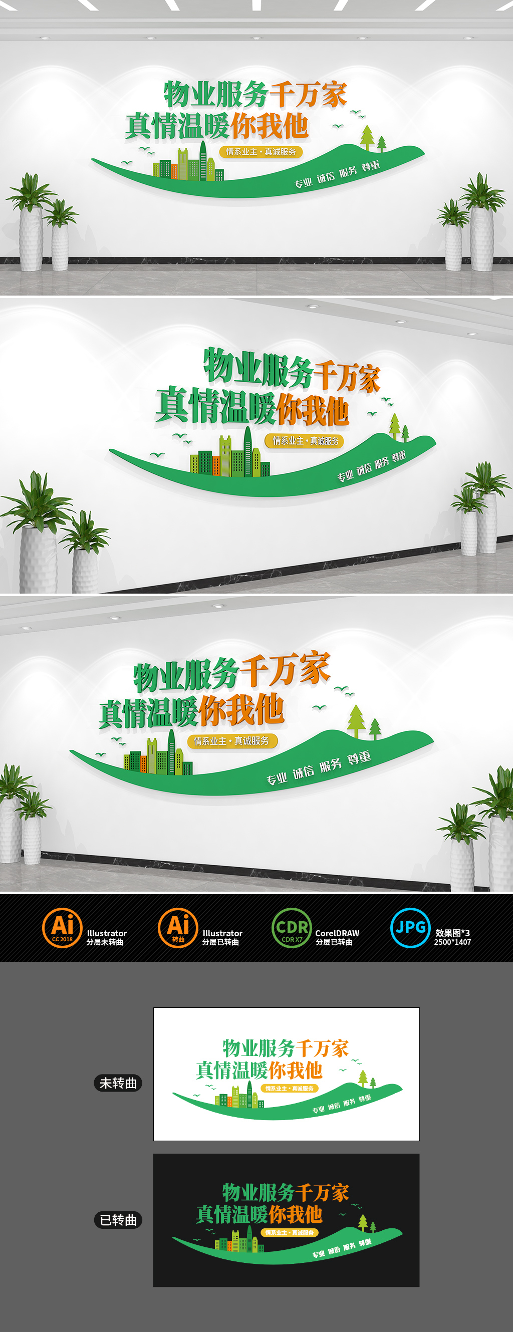原创物业服务千万家真情温暖你我他文化墙-版权可商用