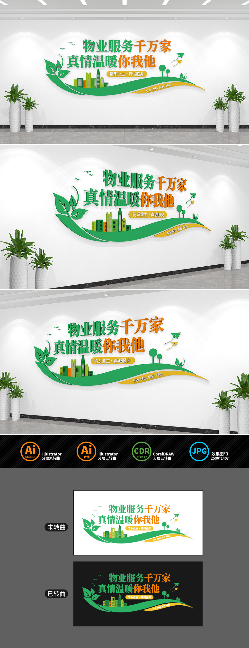 原创物业服务千万家真情温暖你我他文化墙-版权可商用