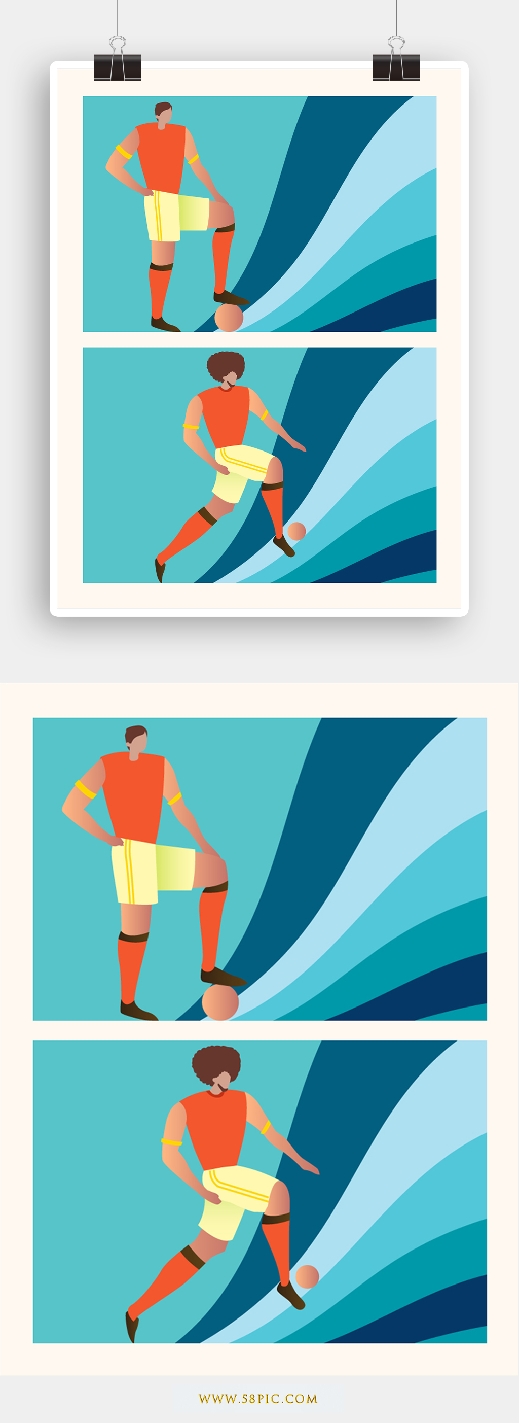 俄罗斯世界杯矢量踢球人物素材