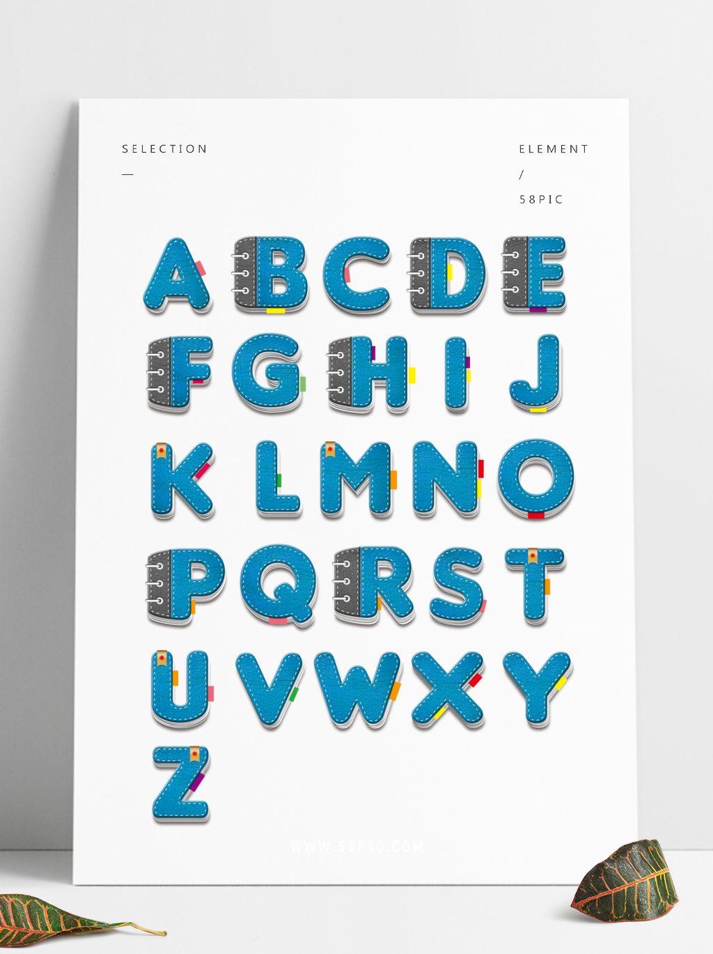 牛皮质感笔记本英文字母设计