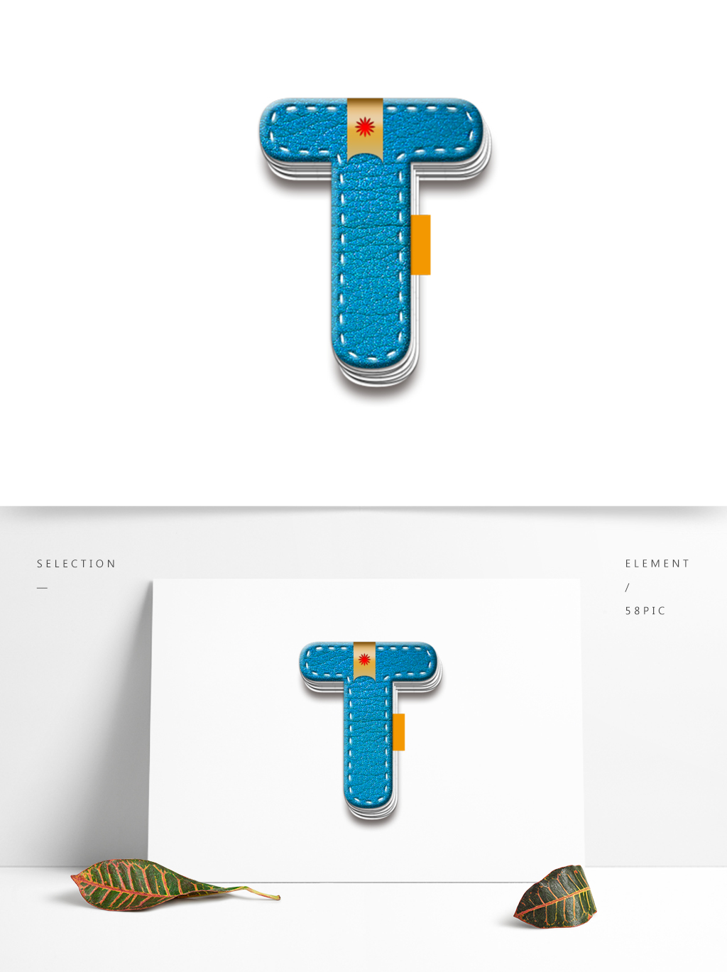 牛皮质感笔记本英文字母t设计