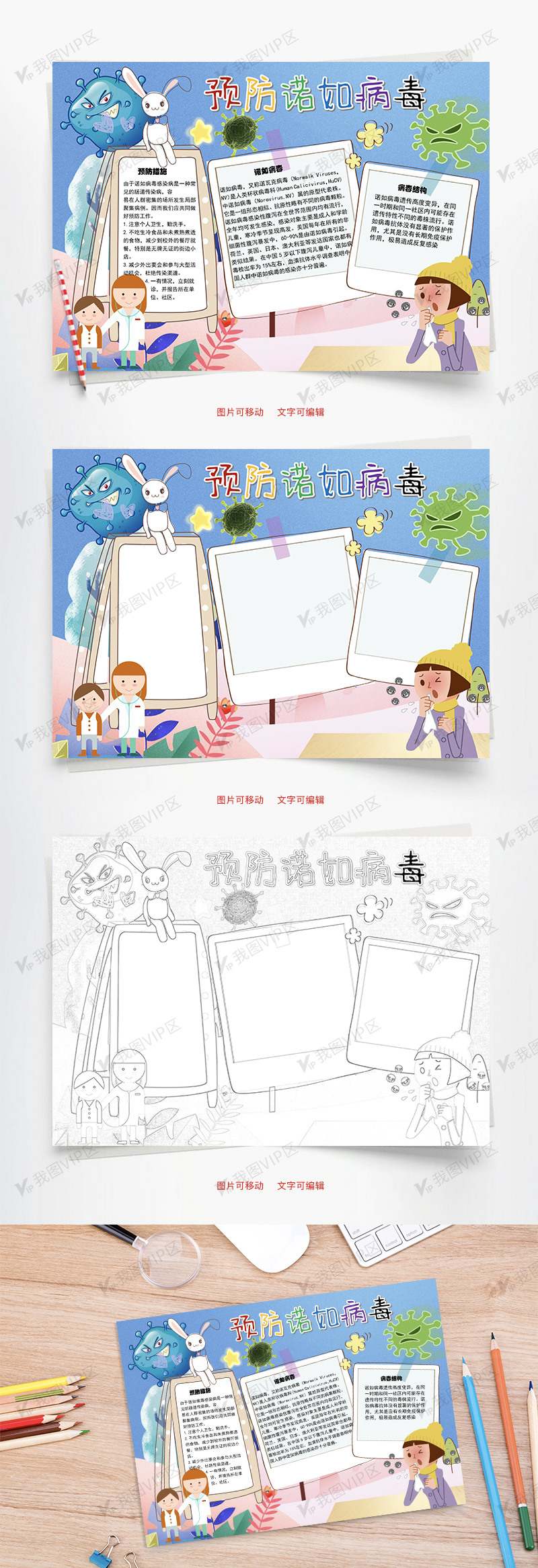 预防诺如病毒病毒结构word手抄报