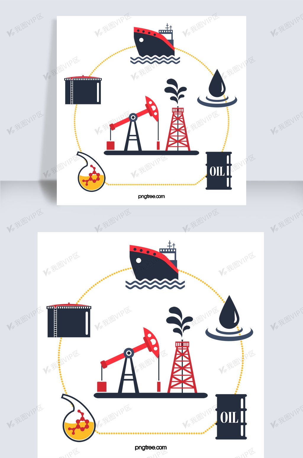 手绘环绕式石油信息图