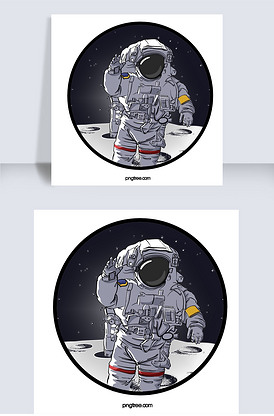 宇航员太空星球手绘科幻元素