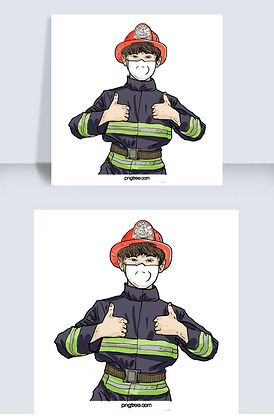 卡通消防员加油动作