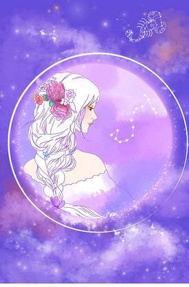 卡通手绘十二星座美女头像之天蝎座插.