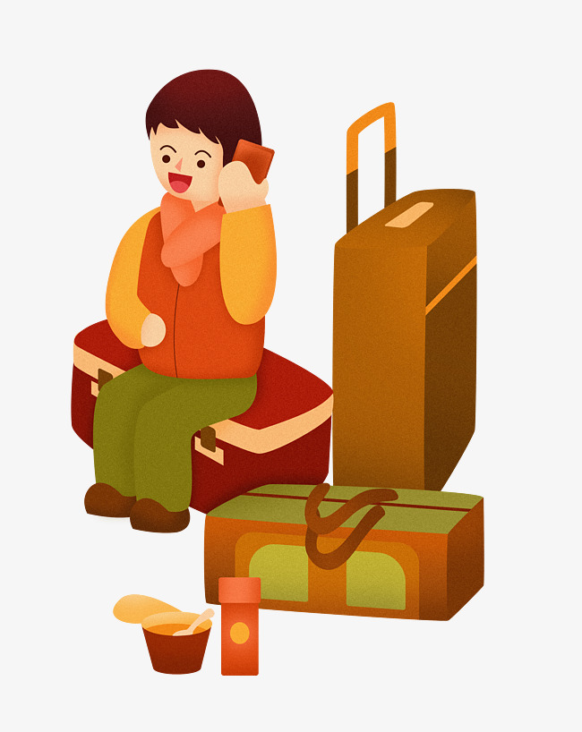 猪年新年2019农历新年家人回家火车春运红色