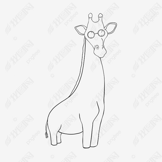 giraffe clipart black and white ۾¹