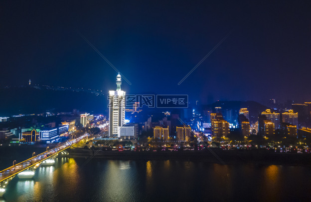 长沙湘江沿江建筑夜景