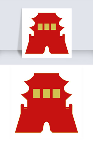 中国风亭台楼阁装饰图案