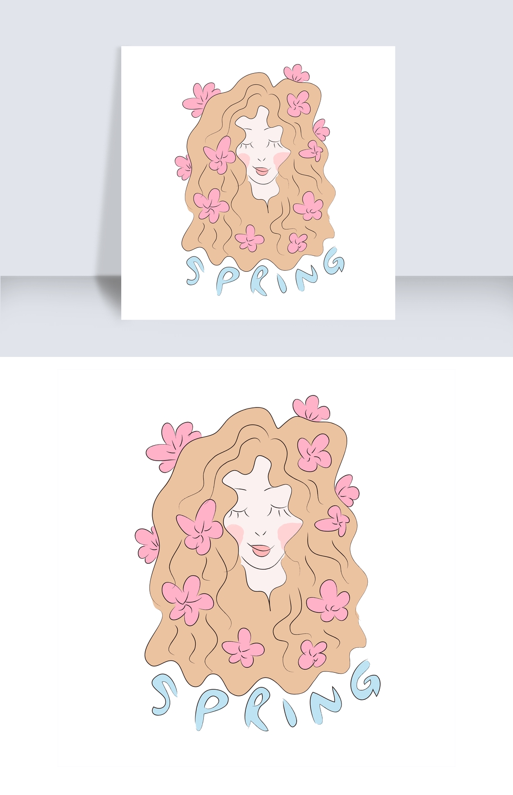手绘a花朵花朵女生春天春姑娘黑白非女孩头像主流qq漫画图片