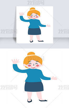 原创微笑招手商务小人