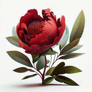 数字艺术作品3D大红色牡丹花模型4