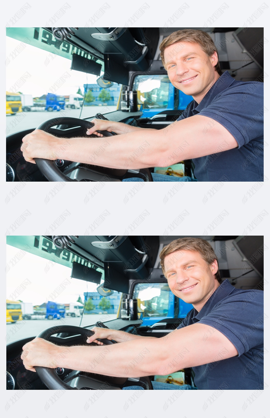 Forwarder or truck driver in drivers cap