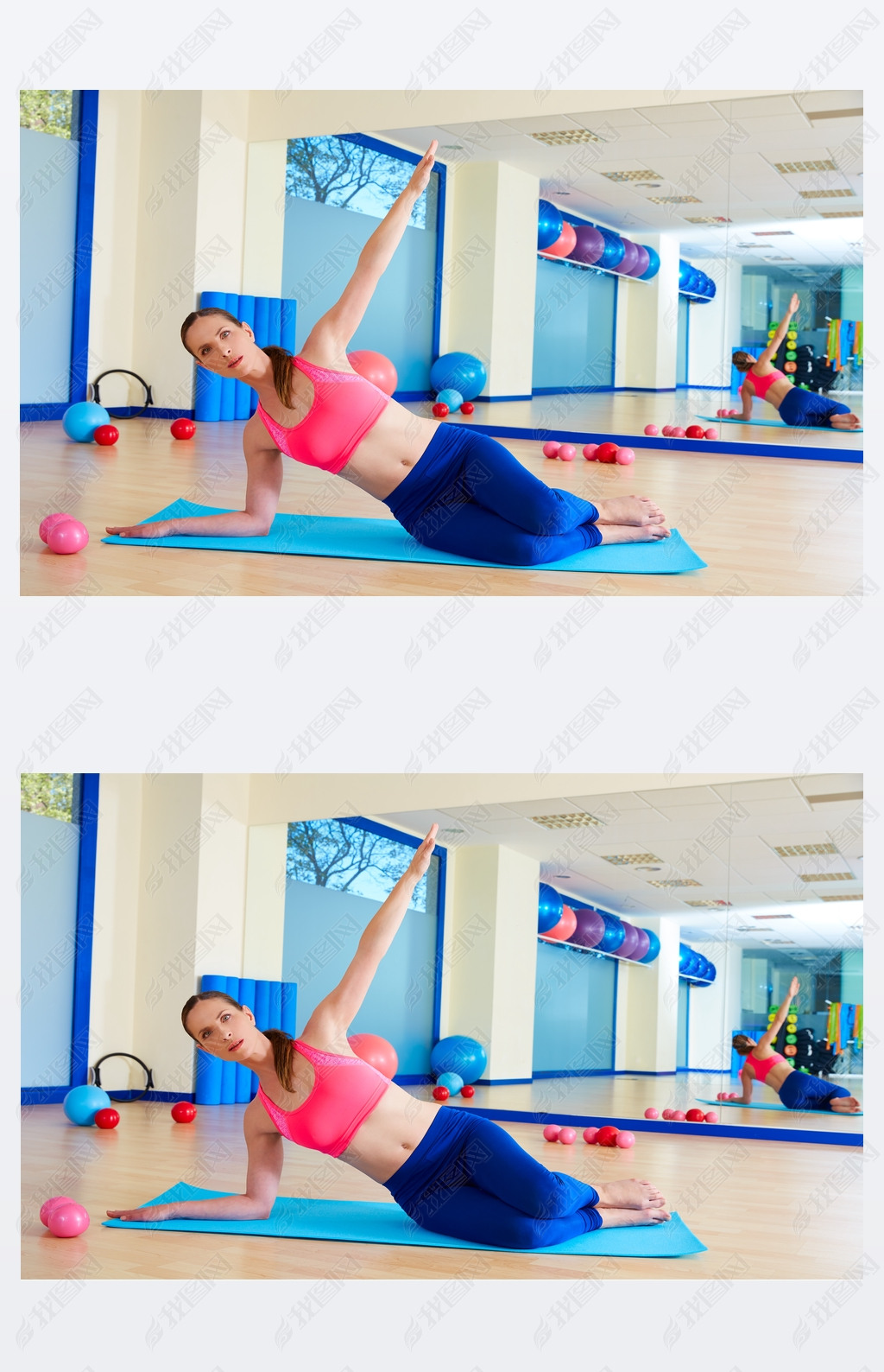 Pilates woman stretching exercise workout