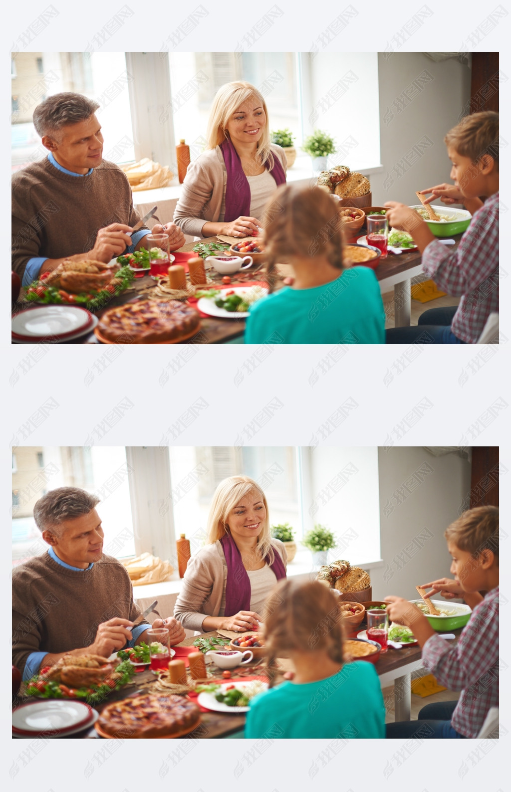 家庭吃感恩节食物