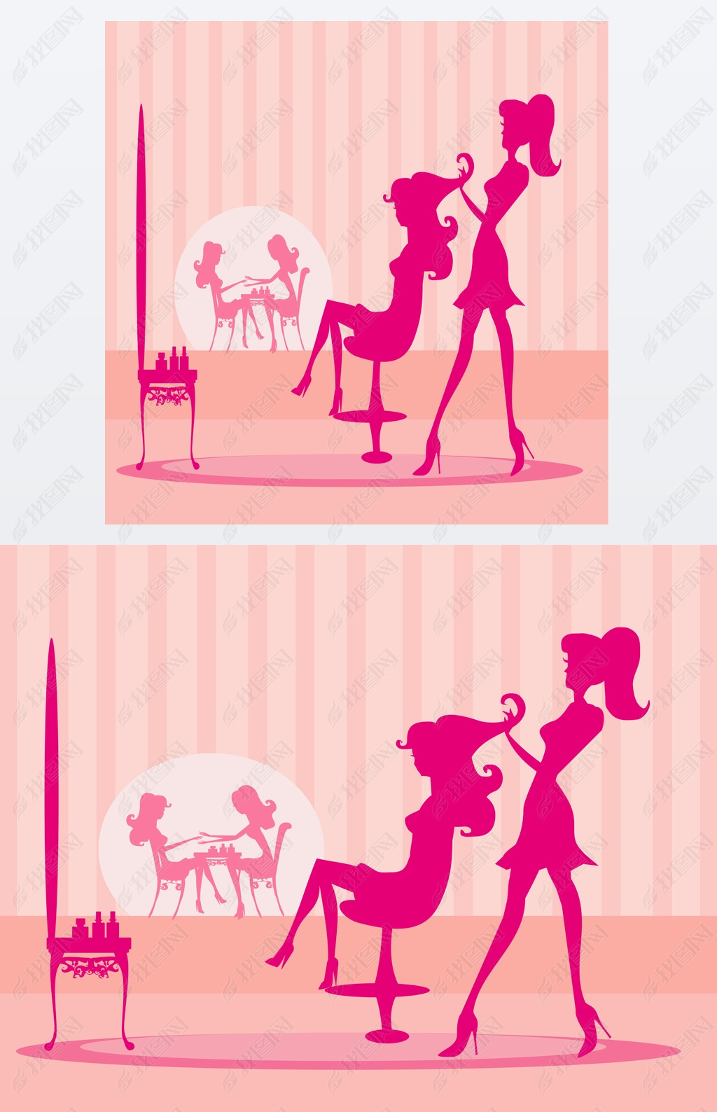  illustration of the beautiful woman in beauty salon