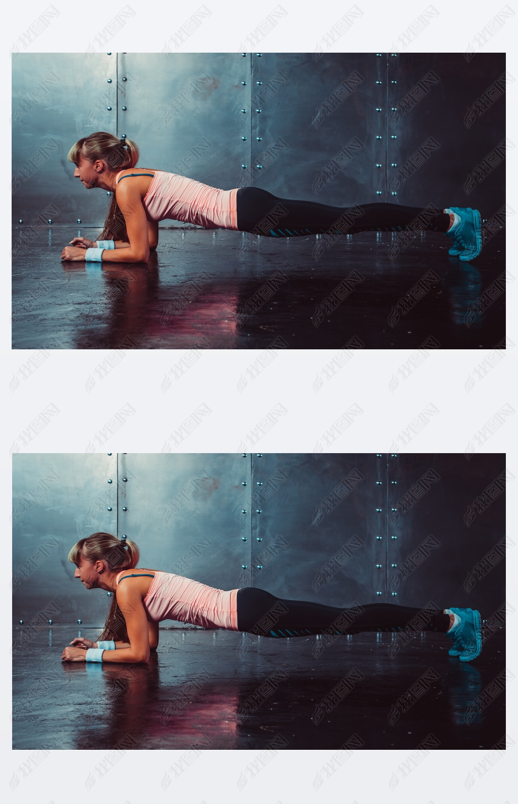 Slim fitness young woman Athlete girl doing plank exercise concept training workout crossfit gymnast