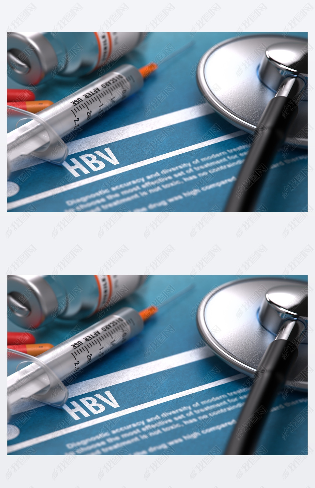 HBV. Medical Concept on Blue Background.