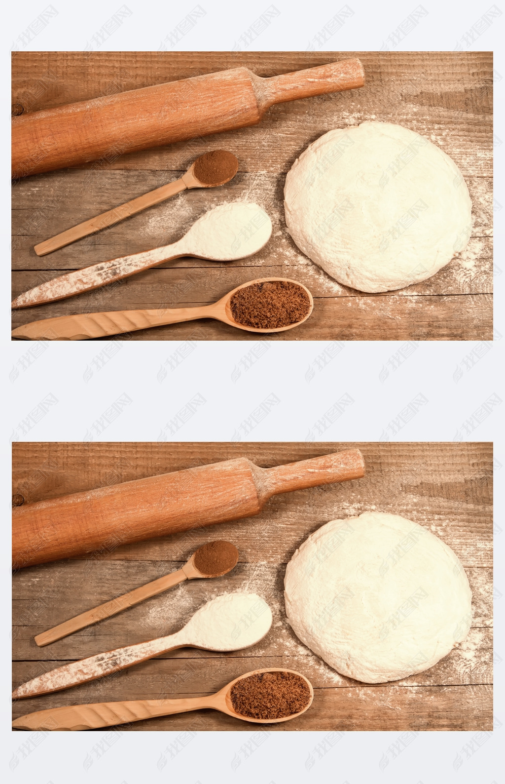 homemade baking. Fresh dough for pastry, kitchen rolling pin, spoon flour on a chopping Board