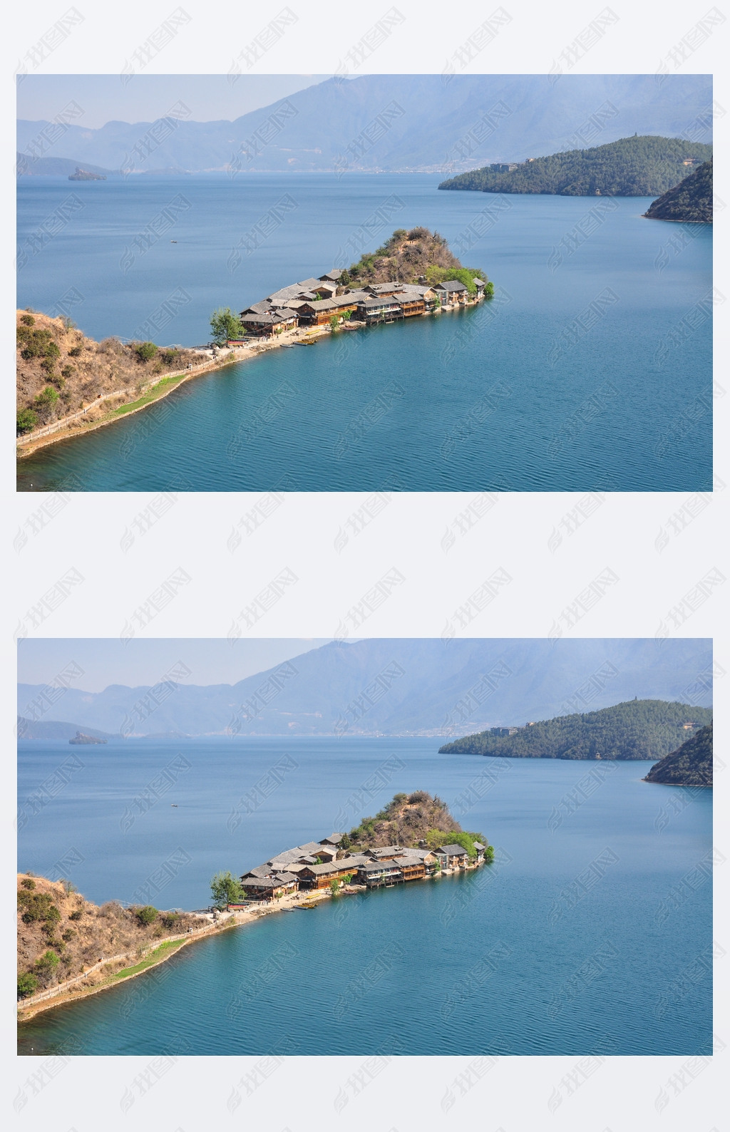 Landscape of Lugu lake with the mountains