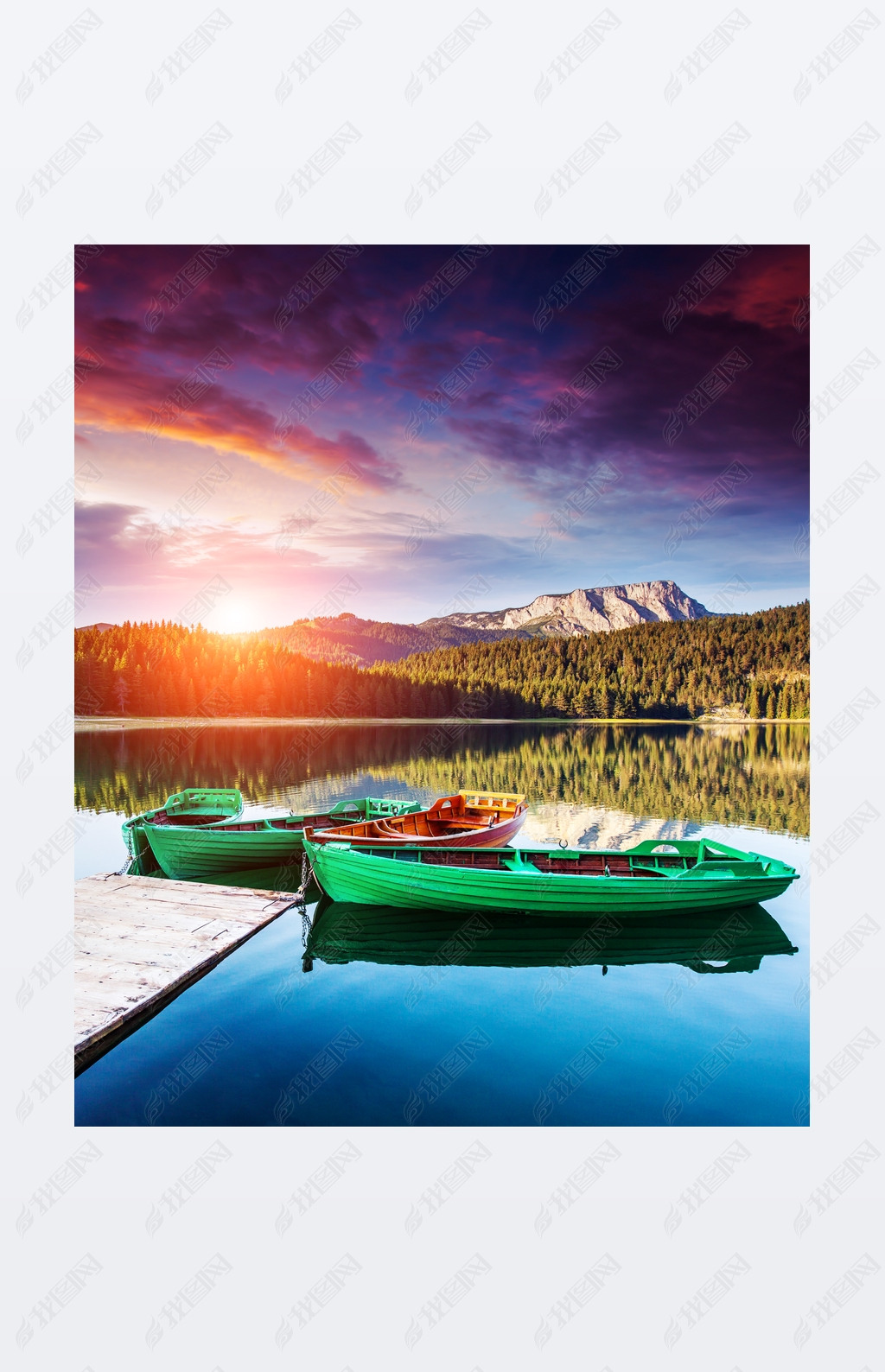 Boats on Black lake in Durmitor national park