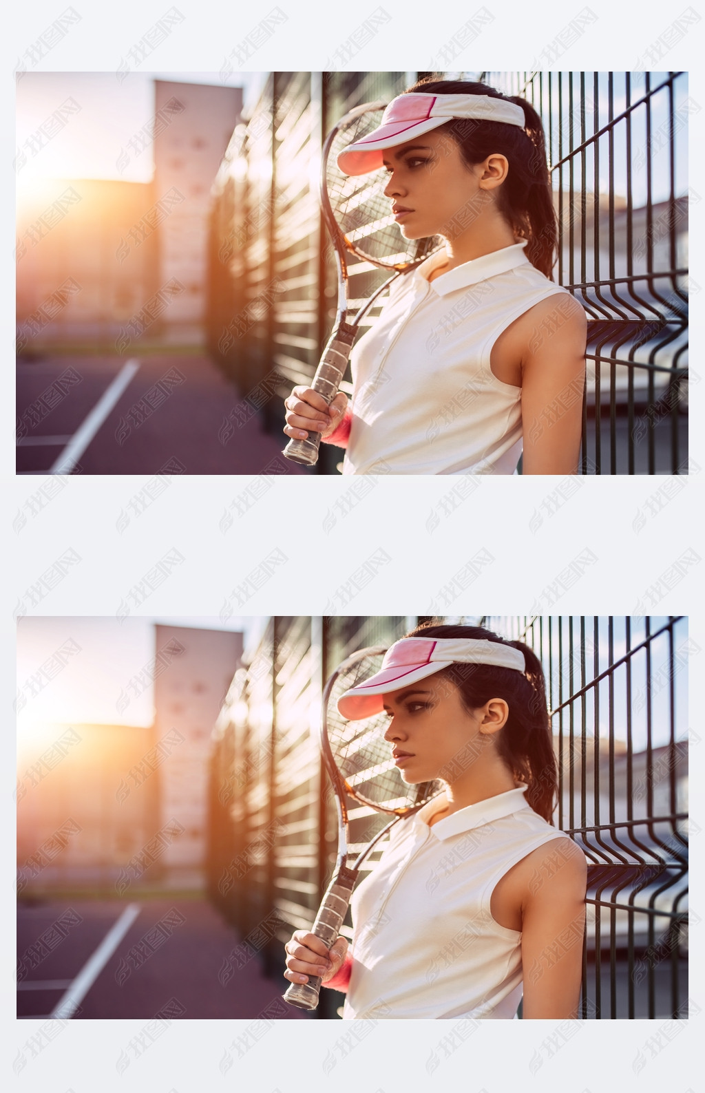 Girl on tennis court