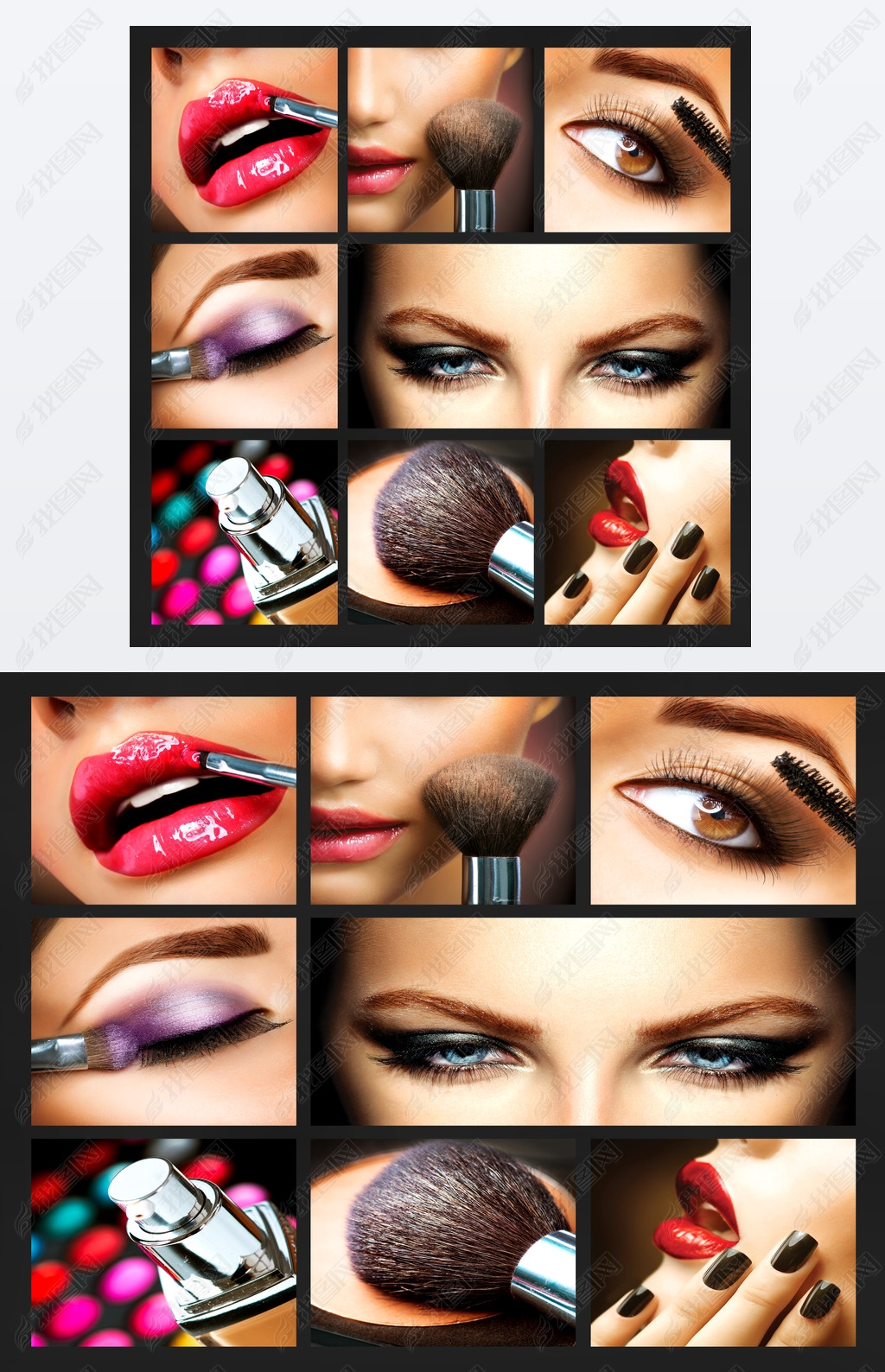 Makeup Collage. Professional Make-up Details. Makeover