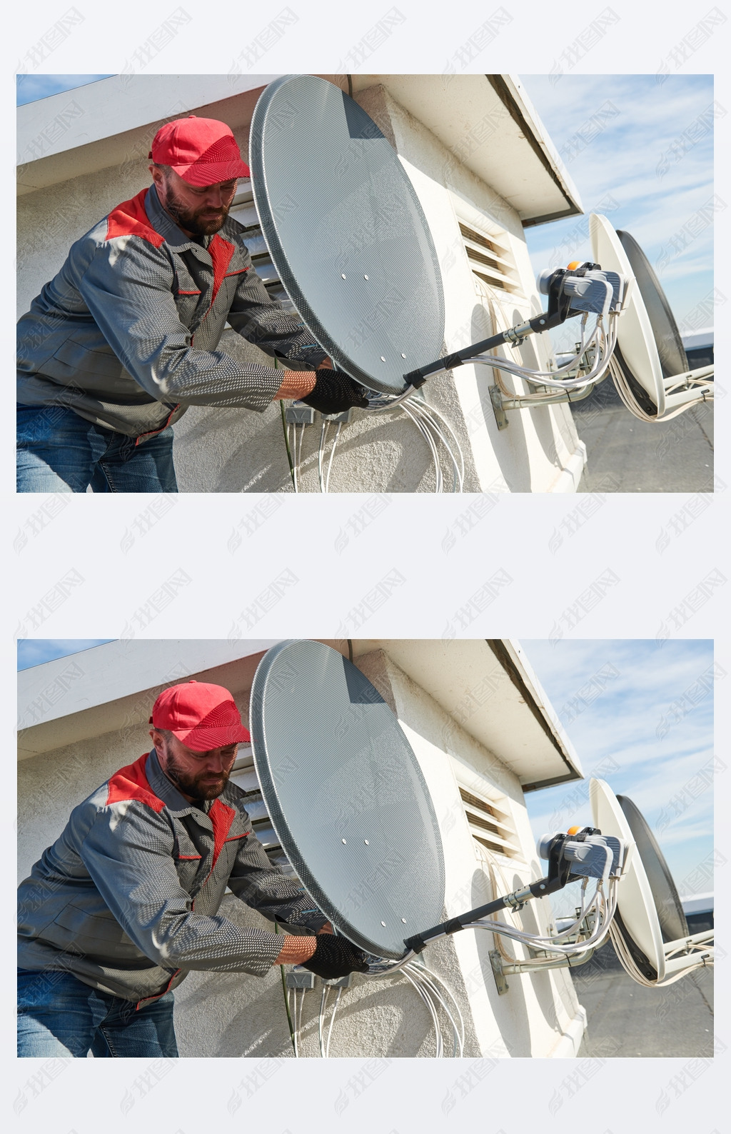 有线电视卫星天线盘的安装和安装服务人员