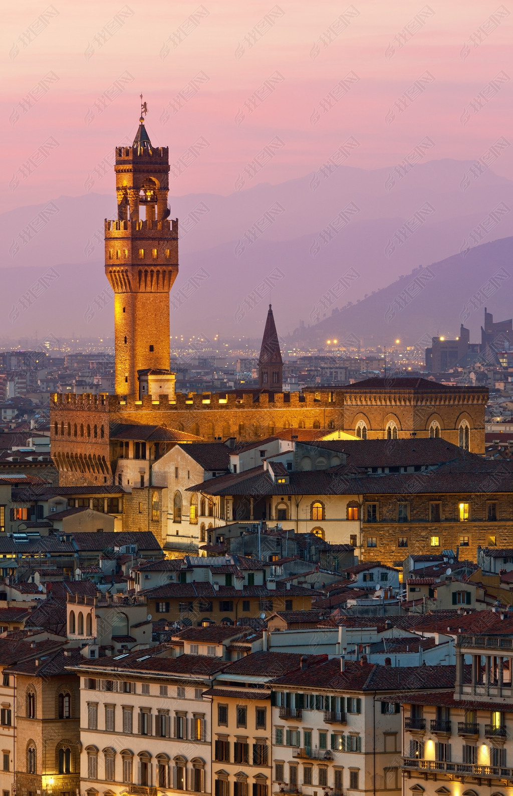 Florence, Palazzo Vecchio at Dusk