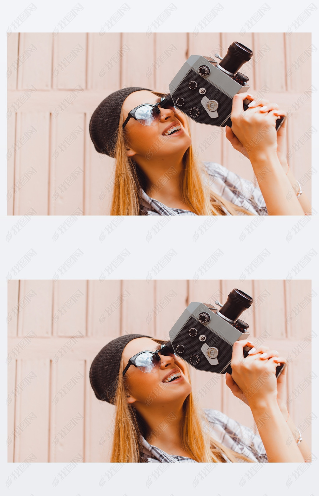 teen girl  with vintage camera