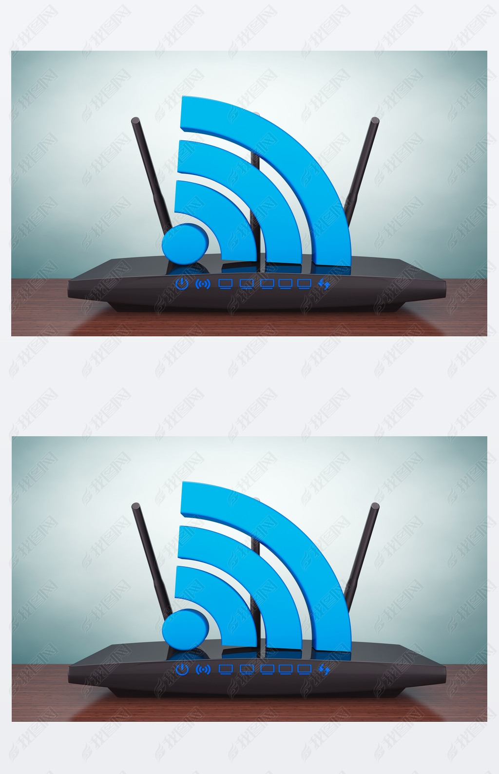 Old Style Photo. 3d Modern WiFi Router