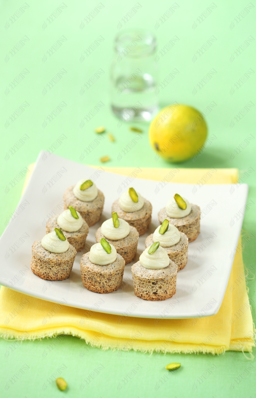 Pistachio Lime Mini Cupcakes