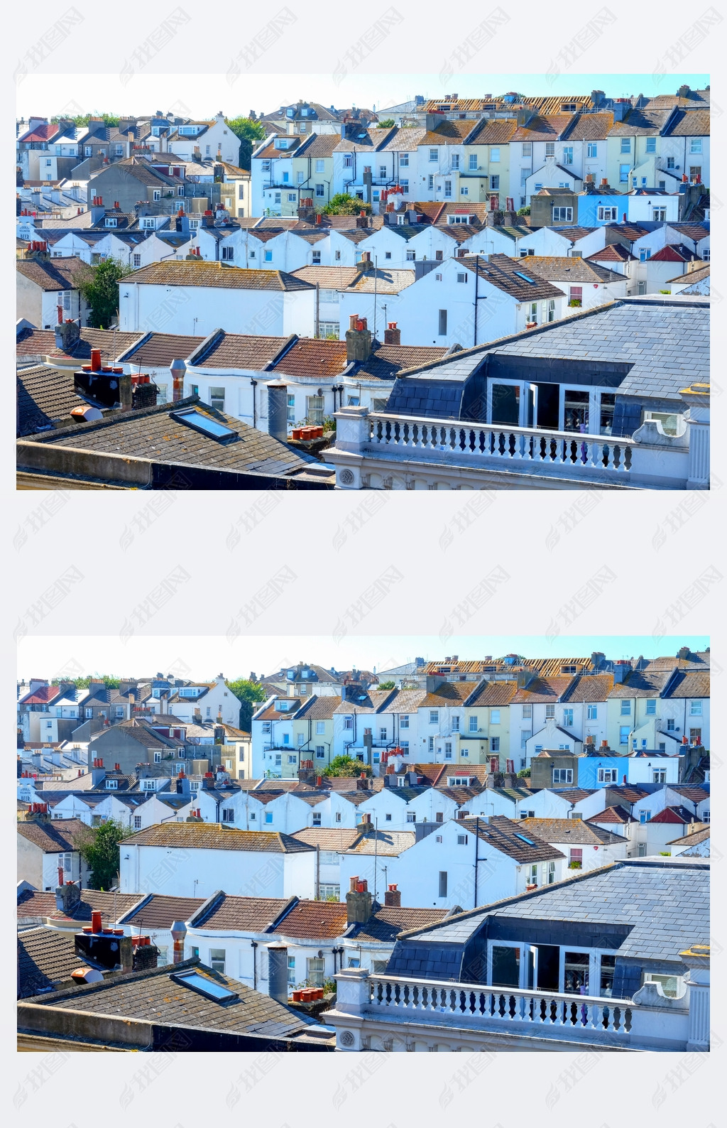 rows of English terraced houses close together on top of each ot