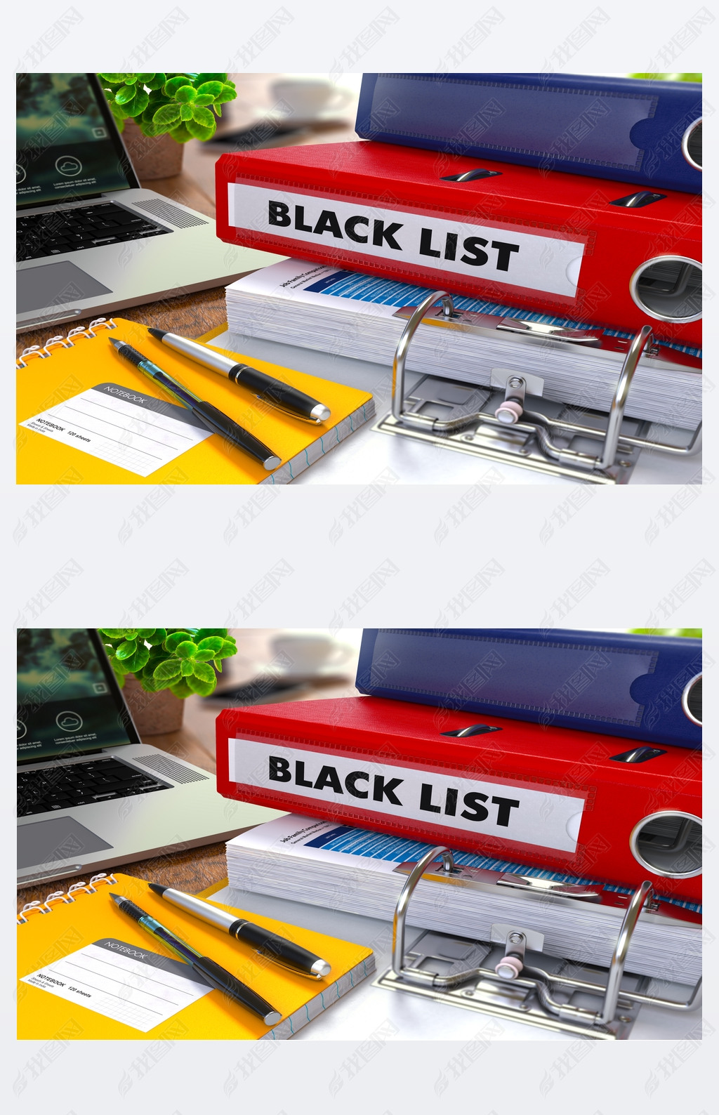 Red Ring Binder with Inscription Black List.