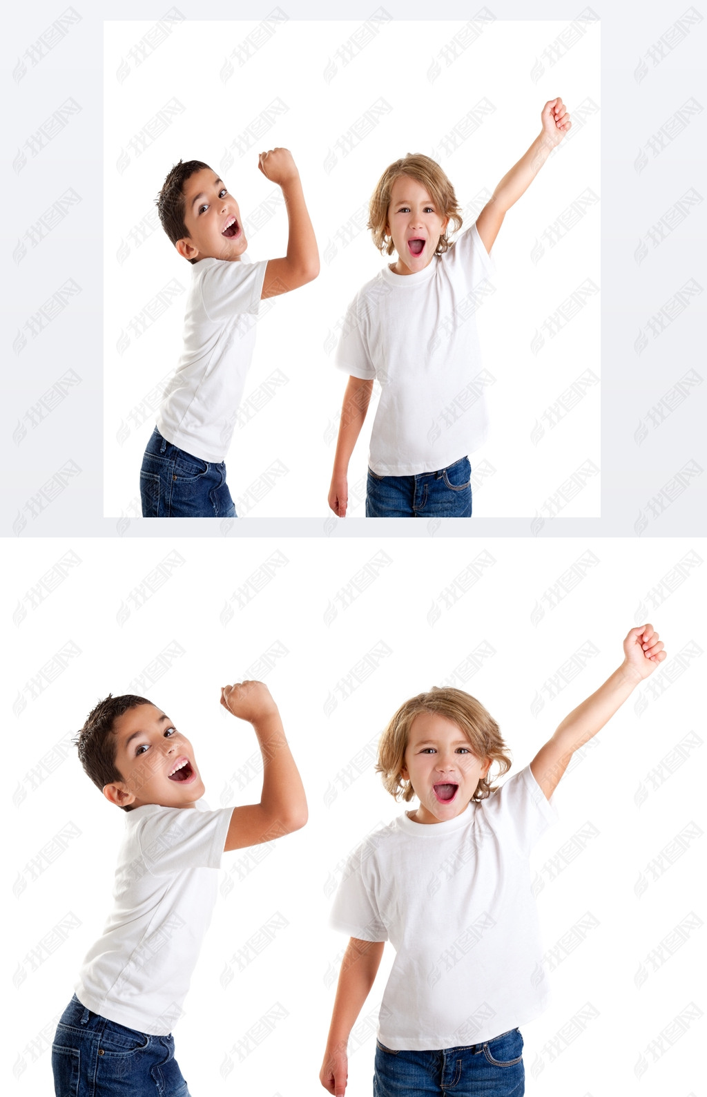 Excited children kids happy screaming and winner gesture express