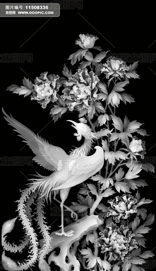 浮雕灰度图花鸟屏风下载-编号11508336-龙凤花鸟-我图网